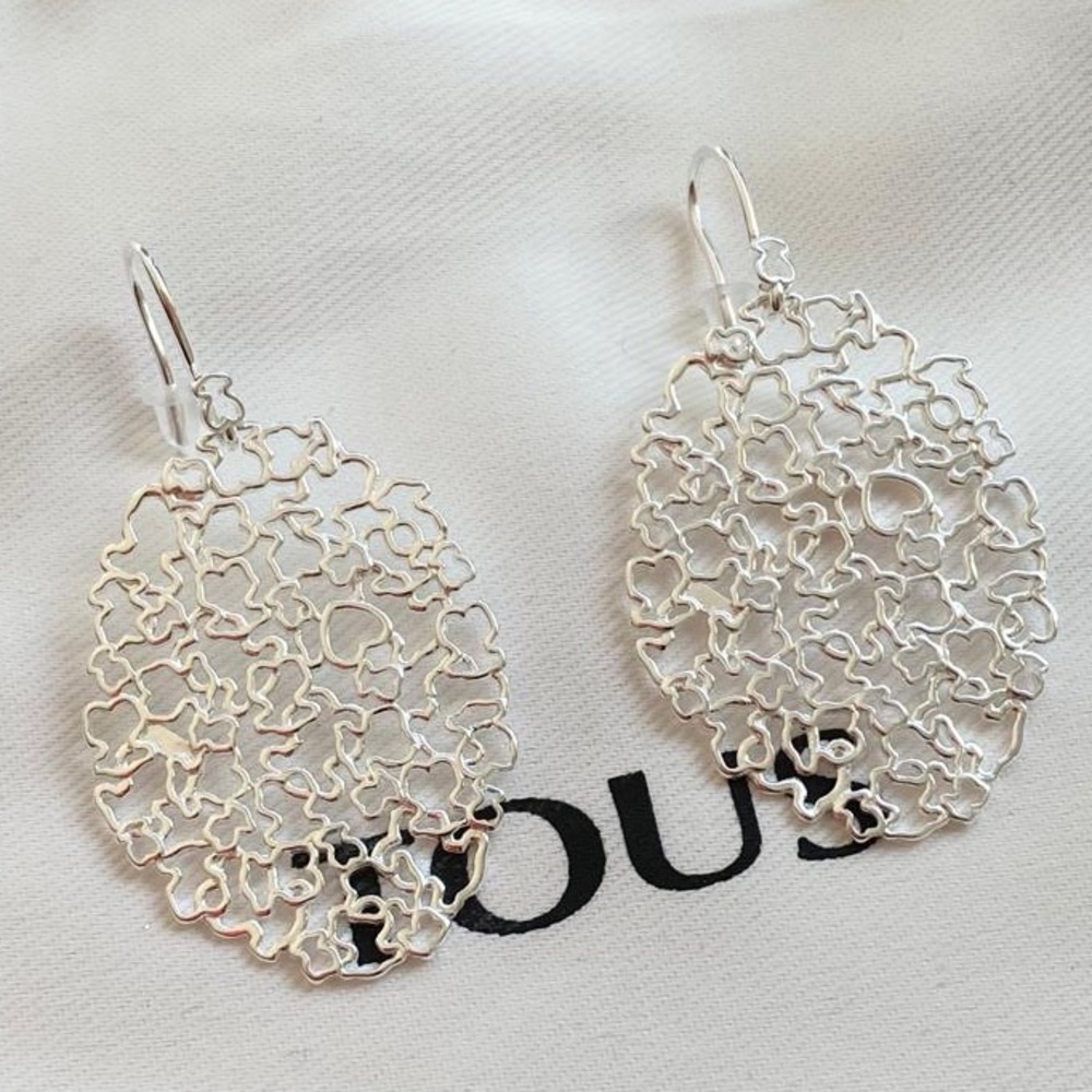 Tous Silver Bears and Heart Earrings